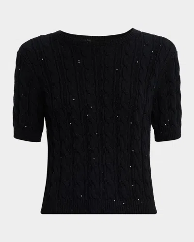 Frame The Sequin Gathered Sweater In Black