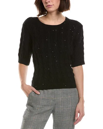 Frame The Sequin Gathered Sweater In Black