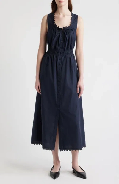 Frame The Serene Cotton Poplin Dress In Blue