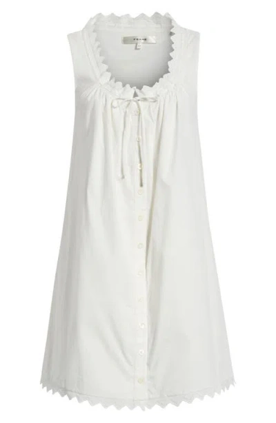 Frame The Serene Eyelet Trim Cotton Minidress In White