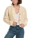 Frame The Shag Cropped Knitted Cardigan In Yellow