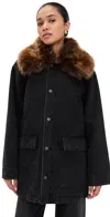 Frame The Shearling Overcoat In Multi
