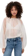 Frame The Sheer Balloon Blouse In Cream In White