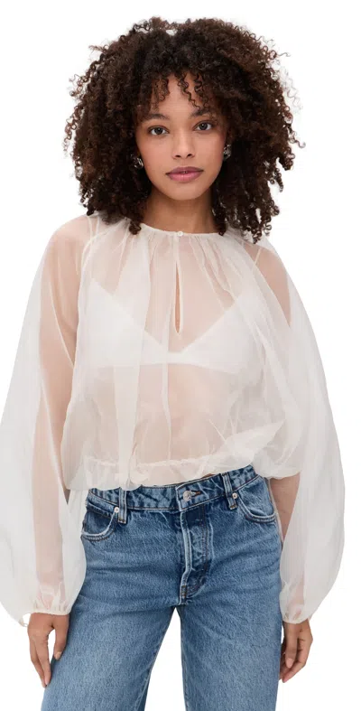 Frame The Sheer Balloon Blouse Cream In White