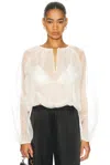Frame The Sheer Balloon Blouse In Cream In White