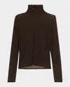 Frame The Sheer Mesh Turtleneck Top In Brown