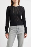 Frame Womens Black The Sheer Stripe Cotton-blend Jumper In Black