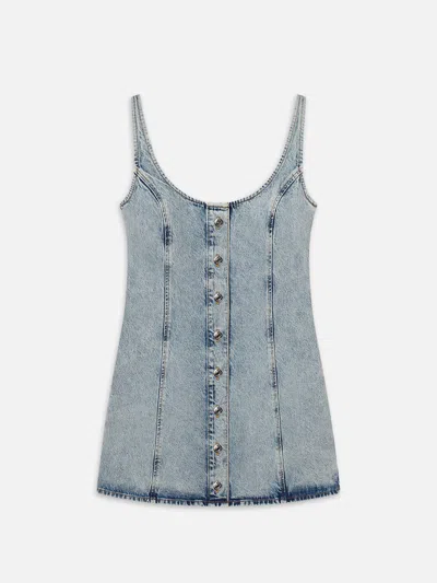 Frame Denim Shift Dress With Studs In Mingle In Blue