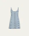 Frame The Studded A-line Denim Minidress In Mingle