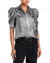 Frame The Shiny Gillian Blouse In Gray