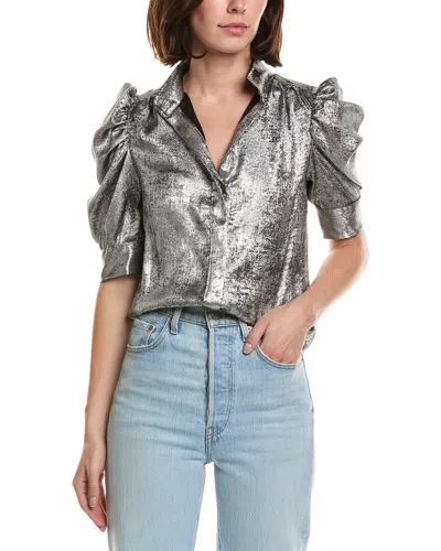 Frame The Shiny Gillian Blouse In Metallic