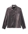 Frame The Shiny Staple Blouse In Brown