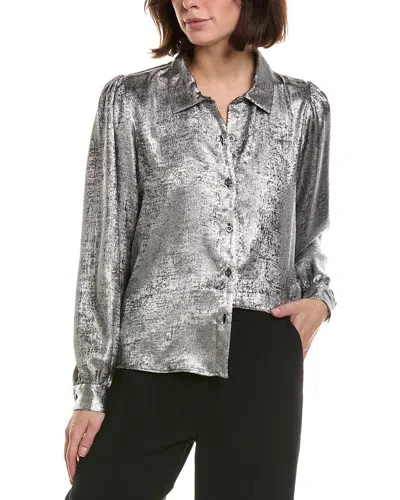 Frame The Shiny Staple Blouse In Silver