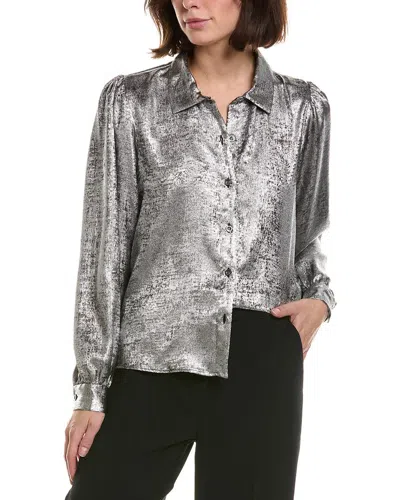 Frame The Shiny Staple Blouse In Silver