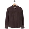 Frame The Shirred Pop Over Blouse In Brown