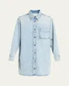 Frame Blue 'the Shirt' Denim Minidress In Ettie