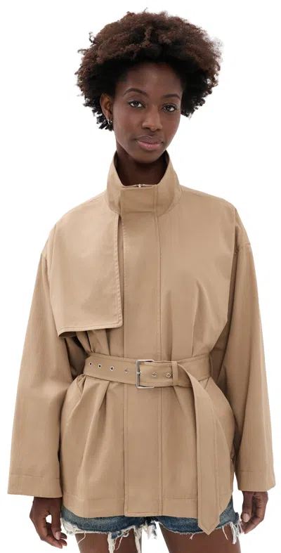Frame Womens Army The Short Field Cotton Trench Coat In Brown