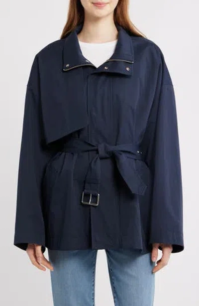 Frame The Short Field Trench Jacket In Blue
