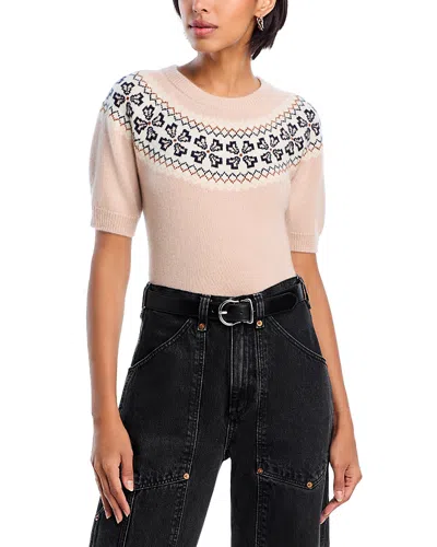 Frame The Short Sleeve Cashmere Fair Isle Sweater In Multi