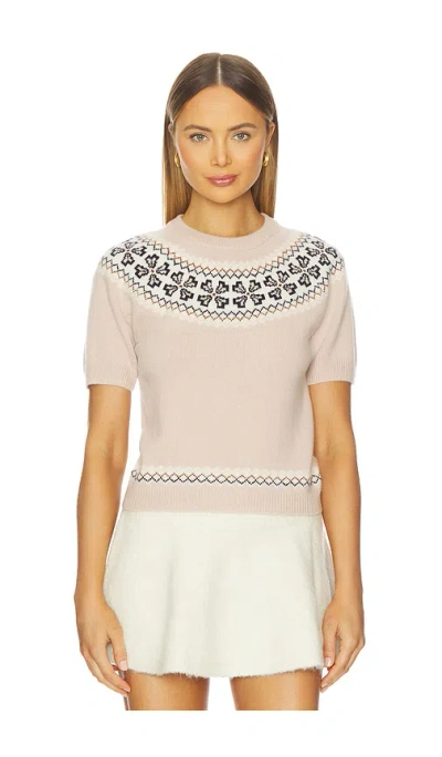 Frame The Short Sleeve Cashmere Fairisle In Sand