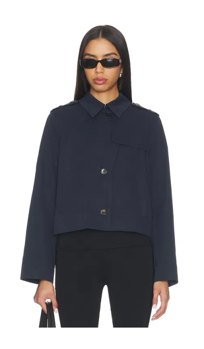 Frame Short Trench Jacket In Blue