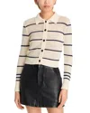 Frame The Shrunken Stripe Cotton Blend Cardigan In Cream Mult