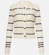 Frame The Shrunken Stripe Cotton Blend Cardigan In White