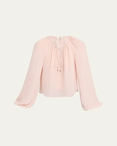 Frame The Silk Balloon Blouse In Pink
