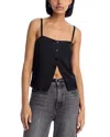 Frame Split Front Crop Silk Camisole In Black