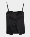 Frame Split Front Crop Silk Camisole In Black