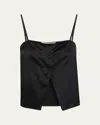 Frame Split Front Crop Silk Camisole In Black