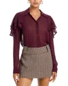 Frame The Silk Cape Blouse In Burgundy