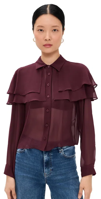 Frame The Silk Cape Blouse Cabernet In Burgundy
