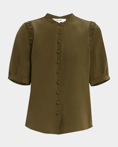 FRAME THE SILK GATHERED TOP
