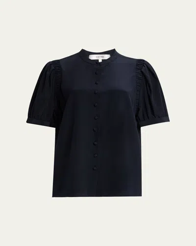 FRAME THE SILK GATHERED TOP