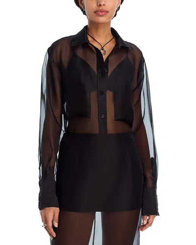 Frame The Silk Organza Boy Shirt In Black
