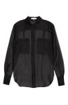 Frame The Silk Organza Button-up Shirt In Black