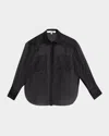 Frame The Silk Organza Button-up Shirt In Black