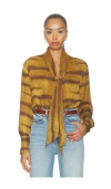 Frame The Silk Oversized Tie Shirt In Light Tiger