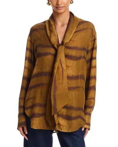 Frame The Silk Oversized Tie Shirt In Transparent