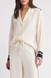 Frame The Silk Pajama Button-up Shirt In Alabaster Multi