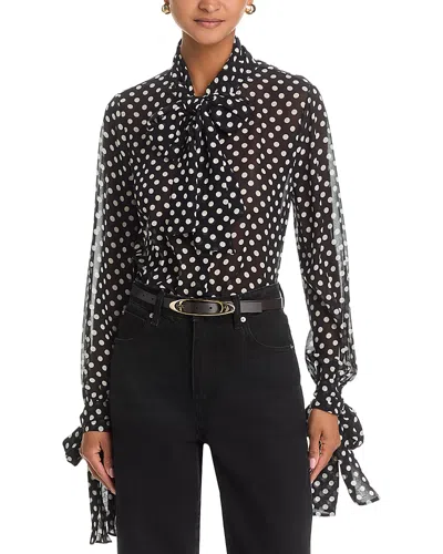 Frame The Silk Polka Dot Nouvelle Blouse In Black