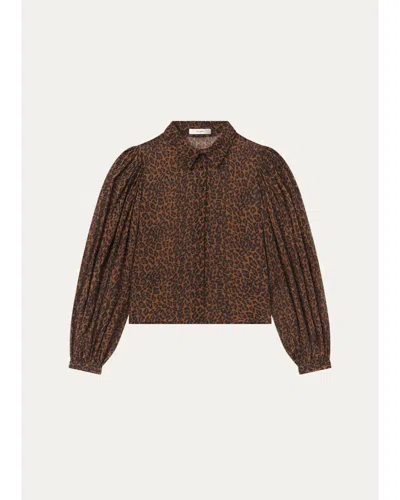 Frame The Silk Prairie Leopard Blouse In Light Leopard