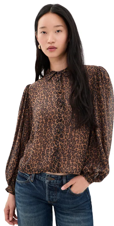 Frame The Silk Prairie Shirt Light Leopard Multi