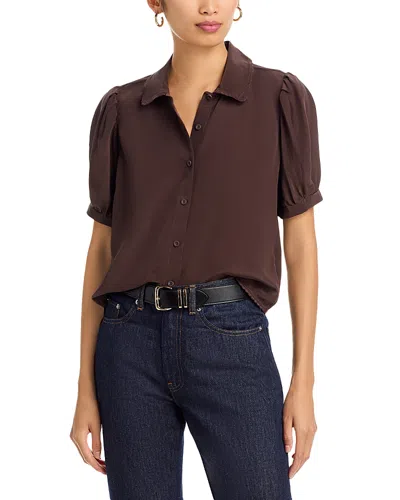 Frame The Silk Prim Blouse In Brown