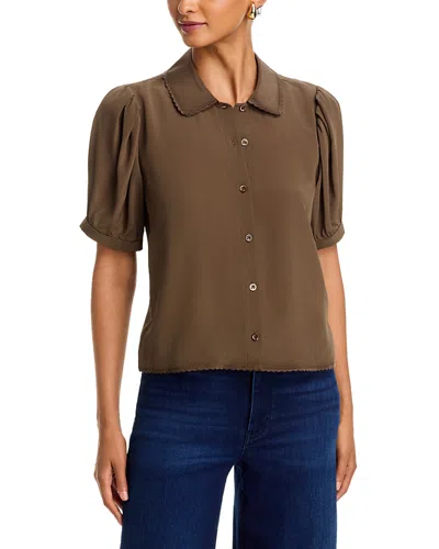 Frame The Silk Prim Blouse In Brown