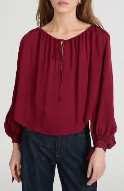 Frame The Silk Serenade Blouse In Burgundy