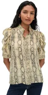 Frame Snake Gillian Short Sleeve Top In Camel Multi In Neutral