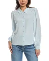 Frame The Silk Staple Blouse In Blue