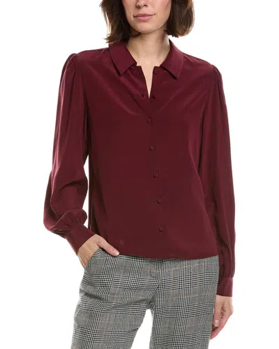 Frame The Silk Staple Blouse In Burgundy